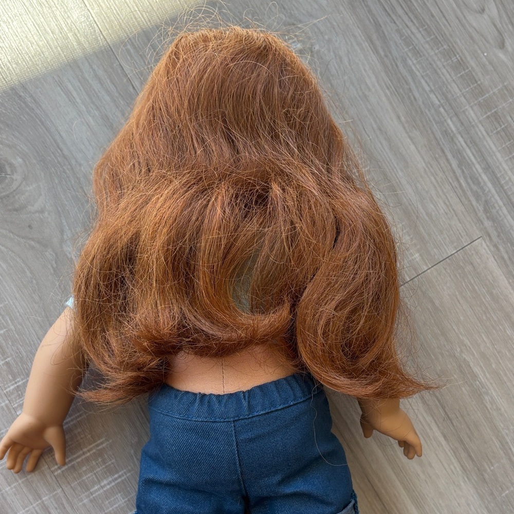 American Girl Doll with Red Wavy Hair and Blue Outfit - Picture 3 of 6